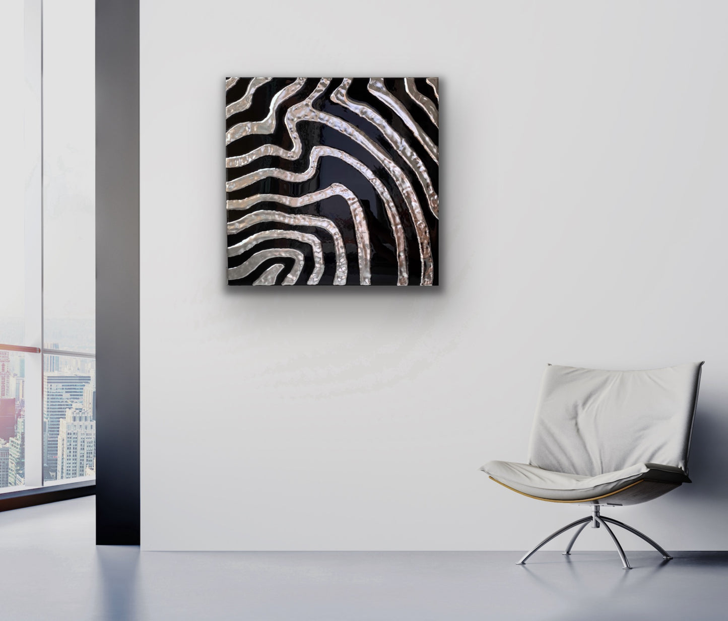 MARES DE PLATA: Tranquilidad Reflejada en 50x50 cm by Miriam Herencias