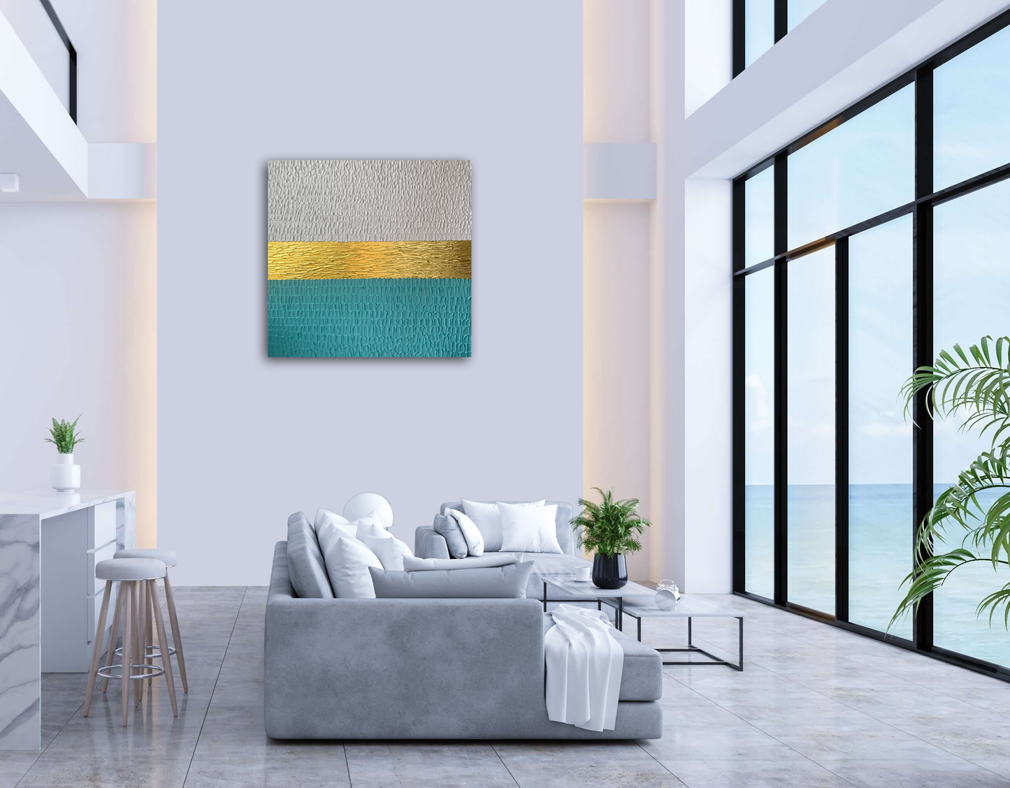 AGUAMARINA: Escamas en el horizonte en 60x60 cm by Miriam Herencias