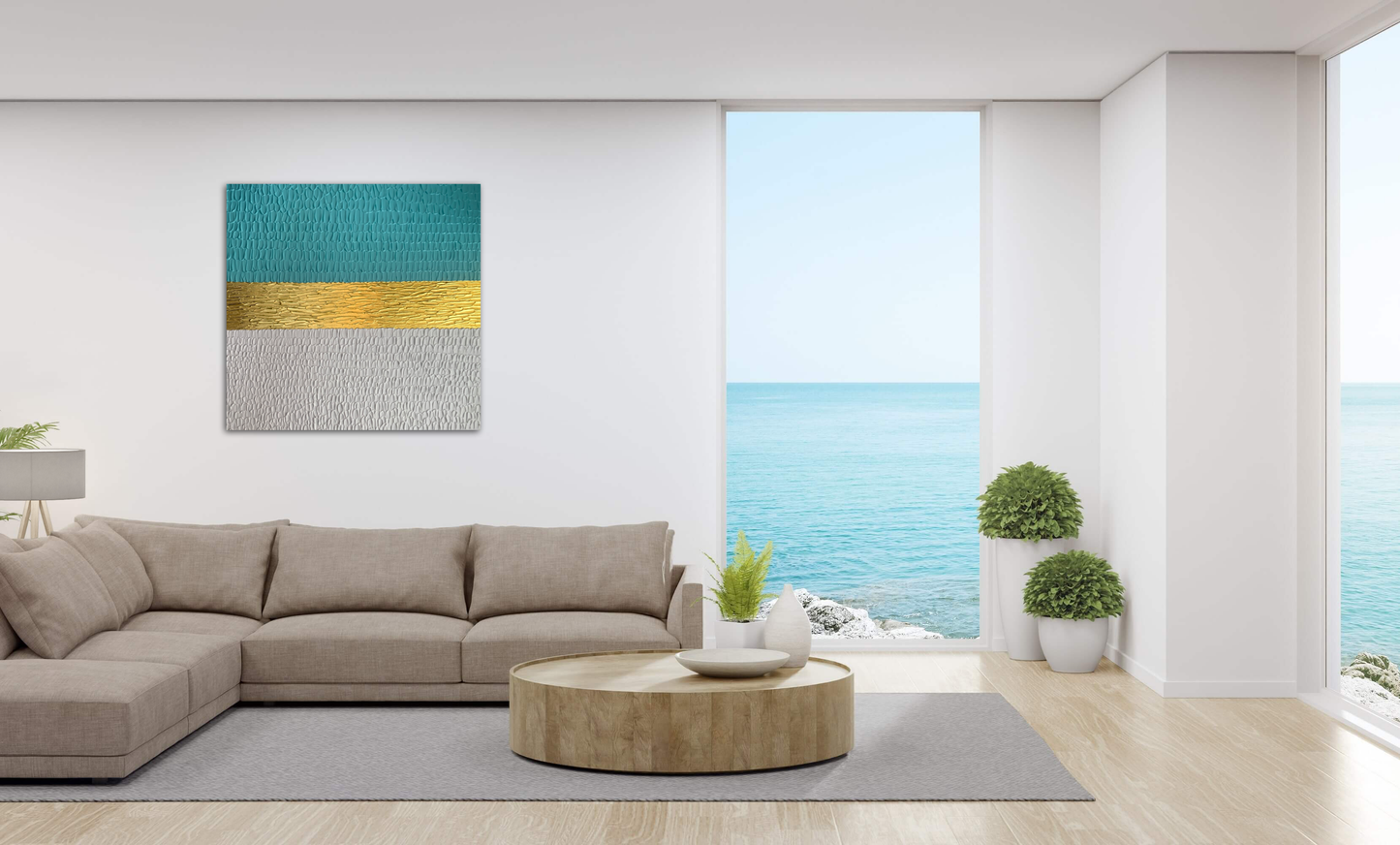 AGUAMARINA: Escamas en el horizonte en 60x60 cm by Miriam Herencias