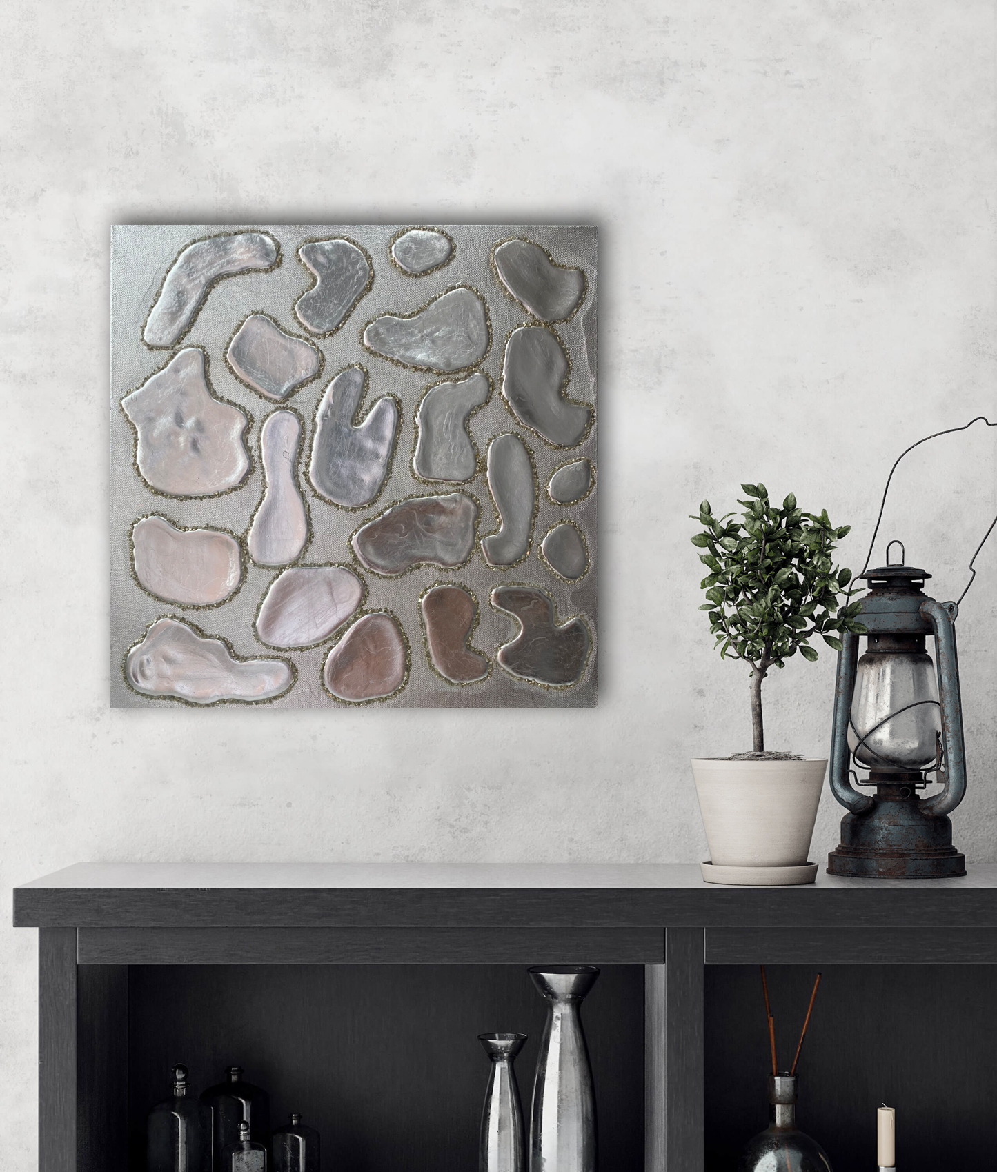 AZULEJOS DE PLATA: Espejos del Alma en 40x40 cm by Miriam Herencias