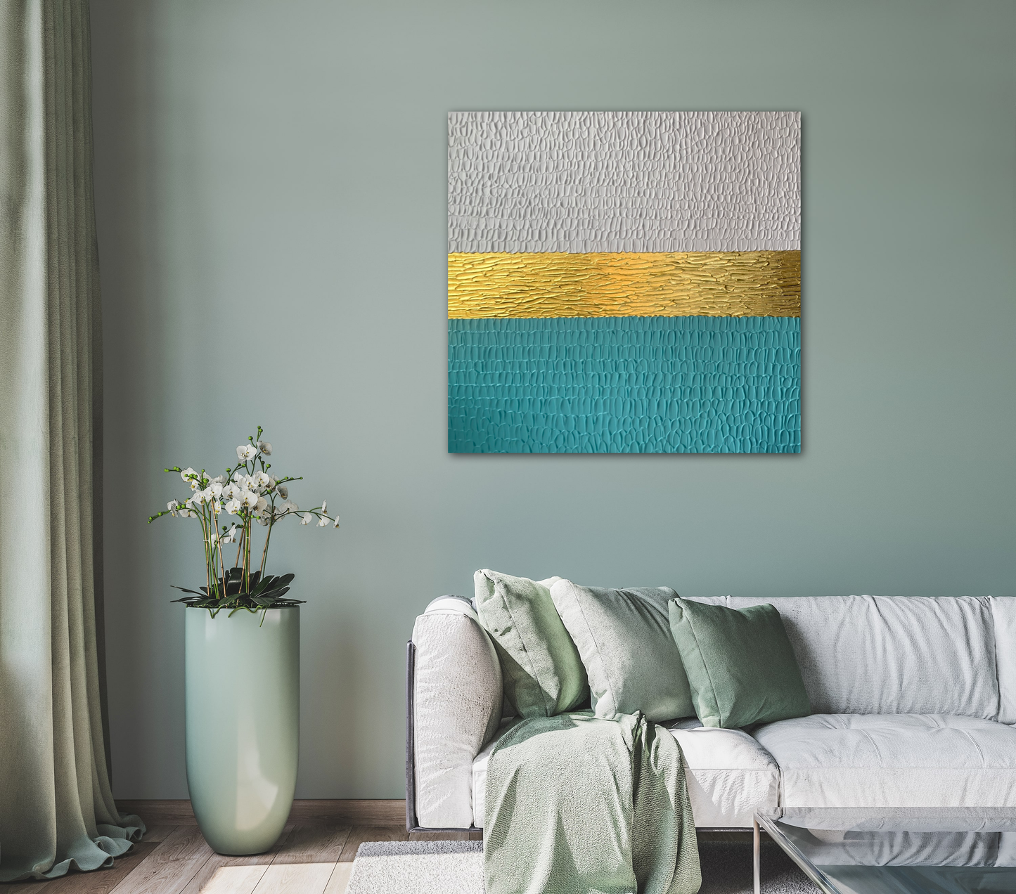 AGUAMARINA: Escamas en el horizonte en 60x60 cm by Miriam Herencias