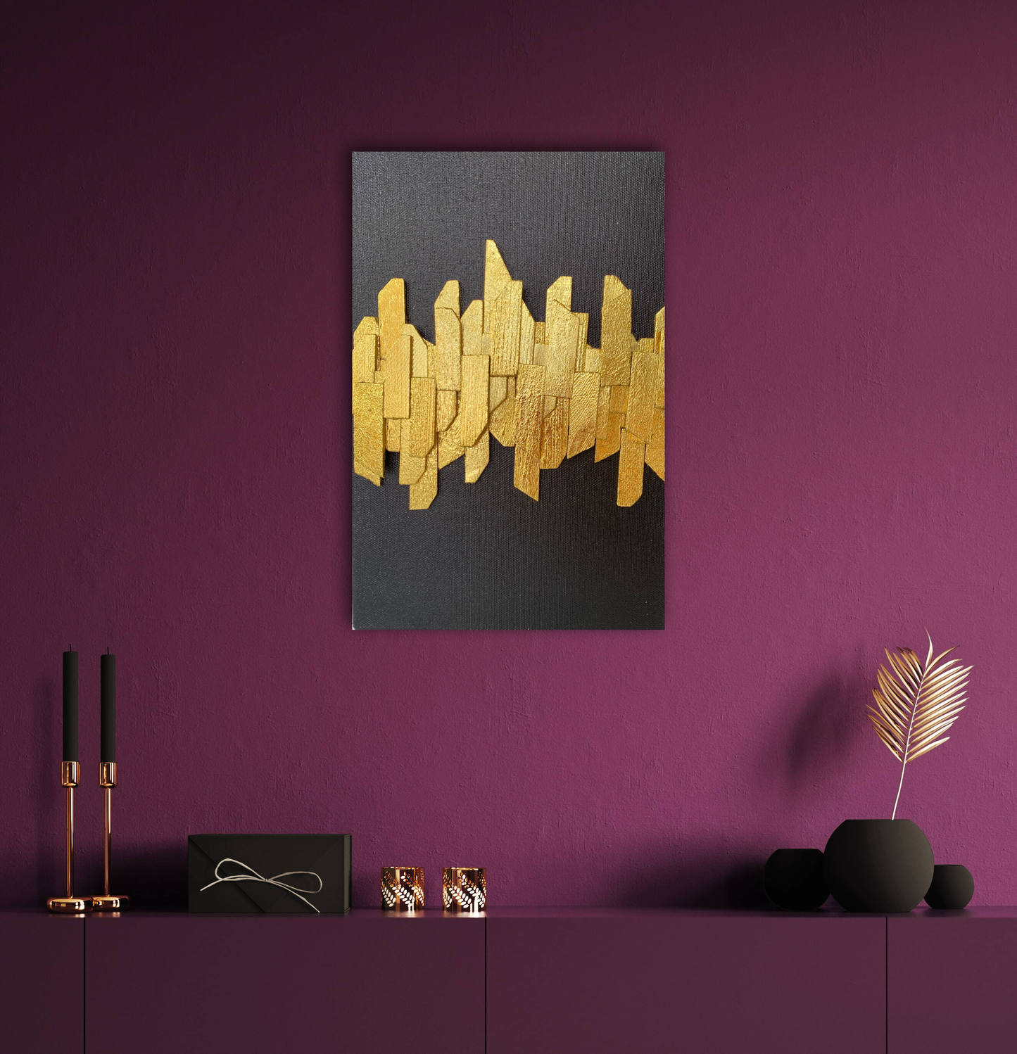 CARBÓN DORADO: Resplandor en la Oscuridad en 30x20 cm by Miriam Herencias