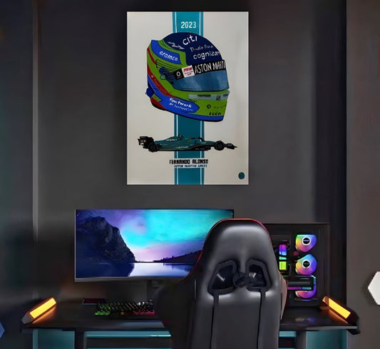 Cuadro 'F1 - Fernando Alonso': Mockup que destaca la emoción y la velocidad de esta obra de arte inspirada en la Fórmula 1.